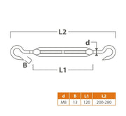 Spanschroef A4,  M10x150